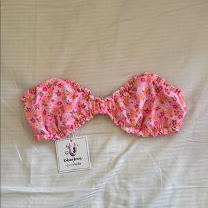 Kulani Kinis Frangipani Fever Ruched Bandeau Bikini Top NWT size‎ small